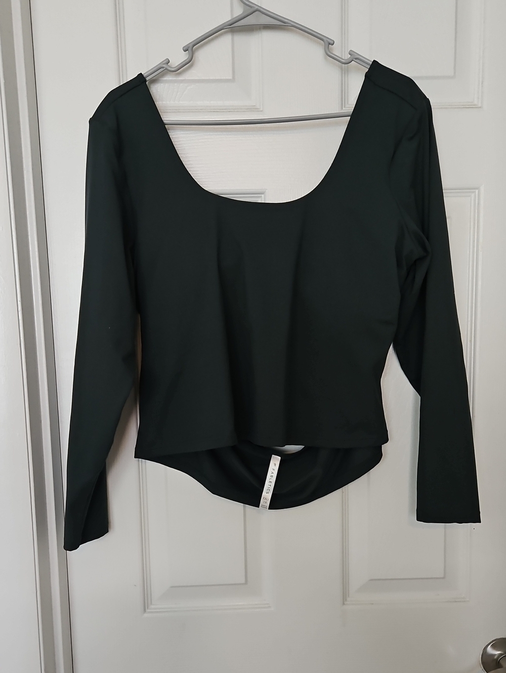 Fabletics Dark Green Long-Sleeve Scoop-Neck Top